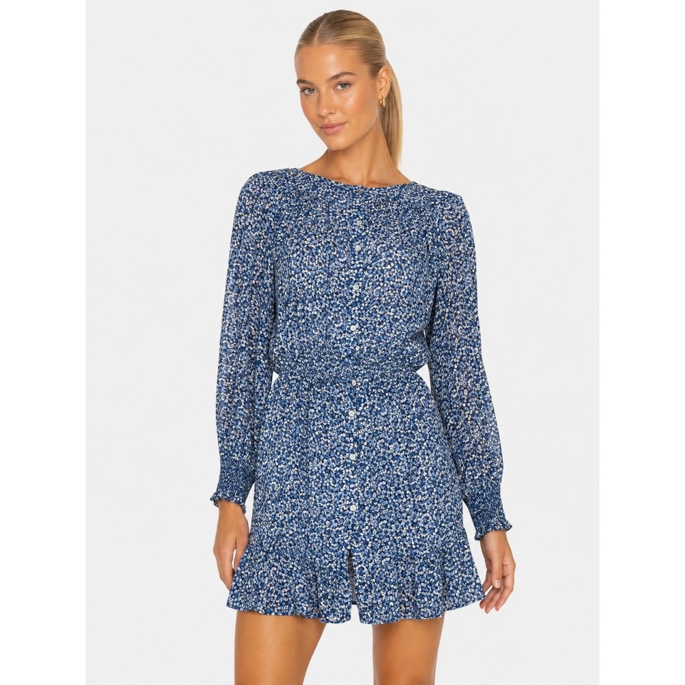 Rails Eliza Ice Chrysanthemum Cottagecore Boho Floral Mini Dress Blue S NWOT